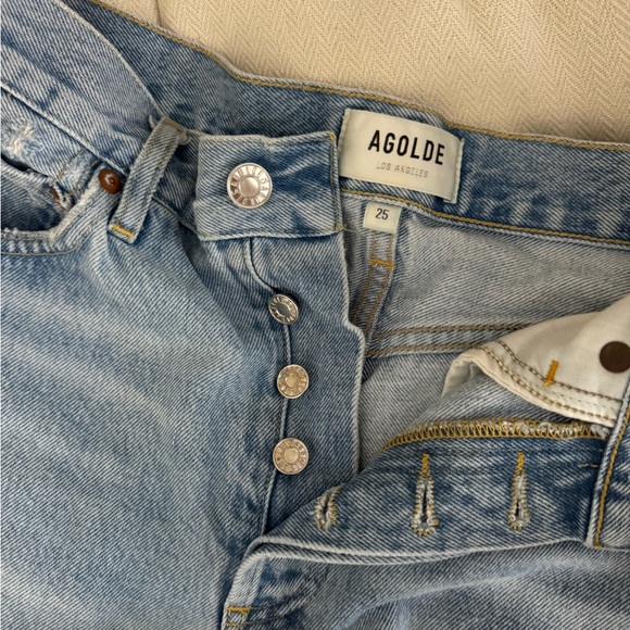 AGOLDE denim cutoff shorts size 25 light wash button fly - Picture 3 of 3